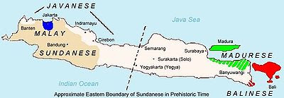 Languages spoken in Java (Javanese is shown in white).