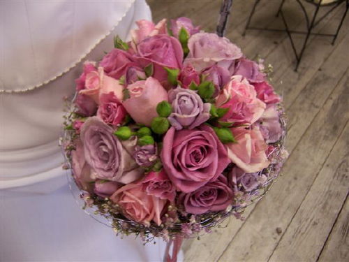 Lovely purple and pink themed bridal bouquet