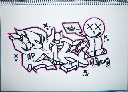 black and white graffiti letters. FUNKY PINK apply to already cool black-white graffiti alphabets,