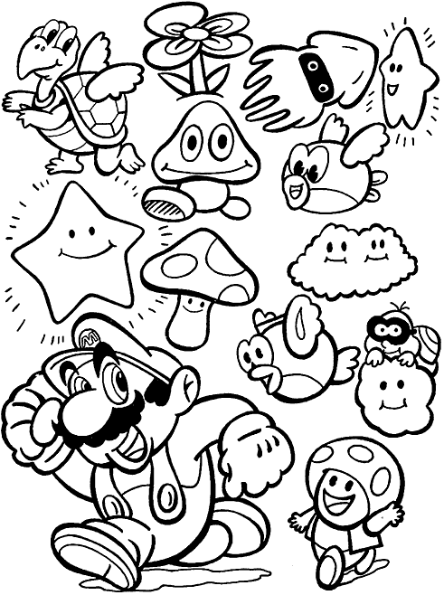 mario coloring pages collection 2010