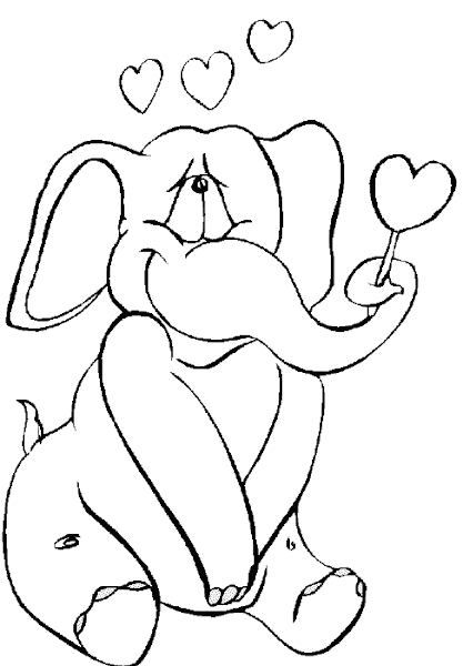Elephant Valentine Coloring Pages