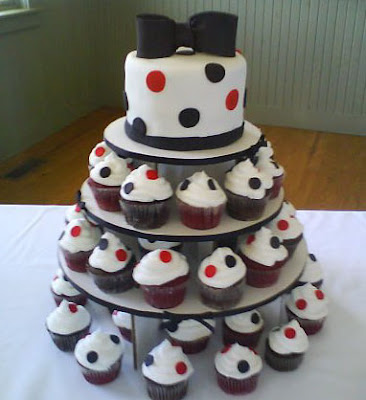 Red black wedding shower cupcake tower