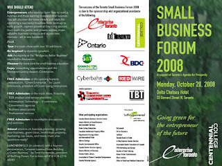 Small Business Forum Toronto Flyer 2008: Building Green Foundation