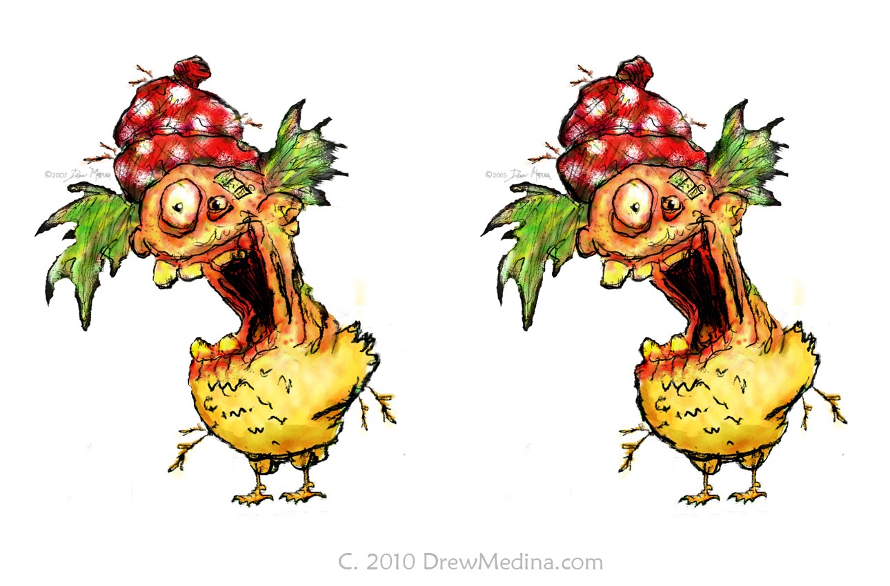 Drew Medina: Crack Chicken in 3D&hellip;Color Anaglyph and Cross Eyed