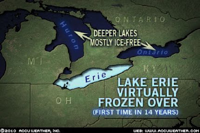 >Lake Erie Freezes completely for the first time in 14 years