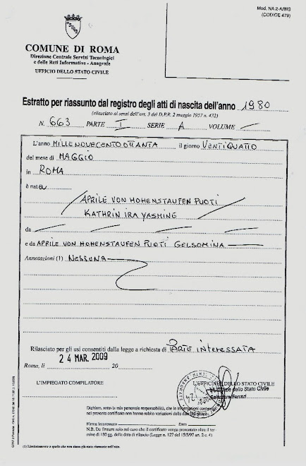 Vi sono tre Falsi Re di Svevia!Pubblichiamo perla trasparenza  il certificato veri Hohenstaufen!