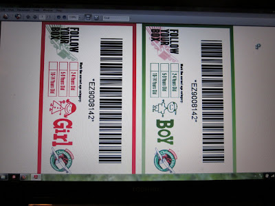 Computer screen shot of the box tags