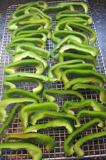 bell pepper strips on rack