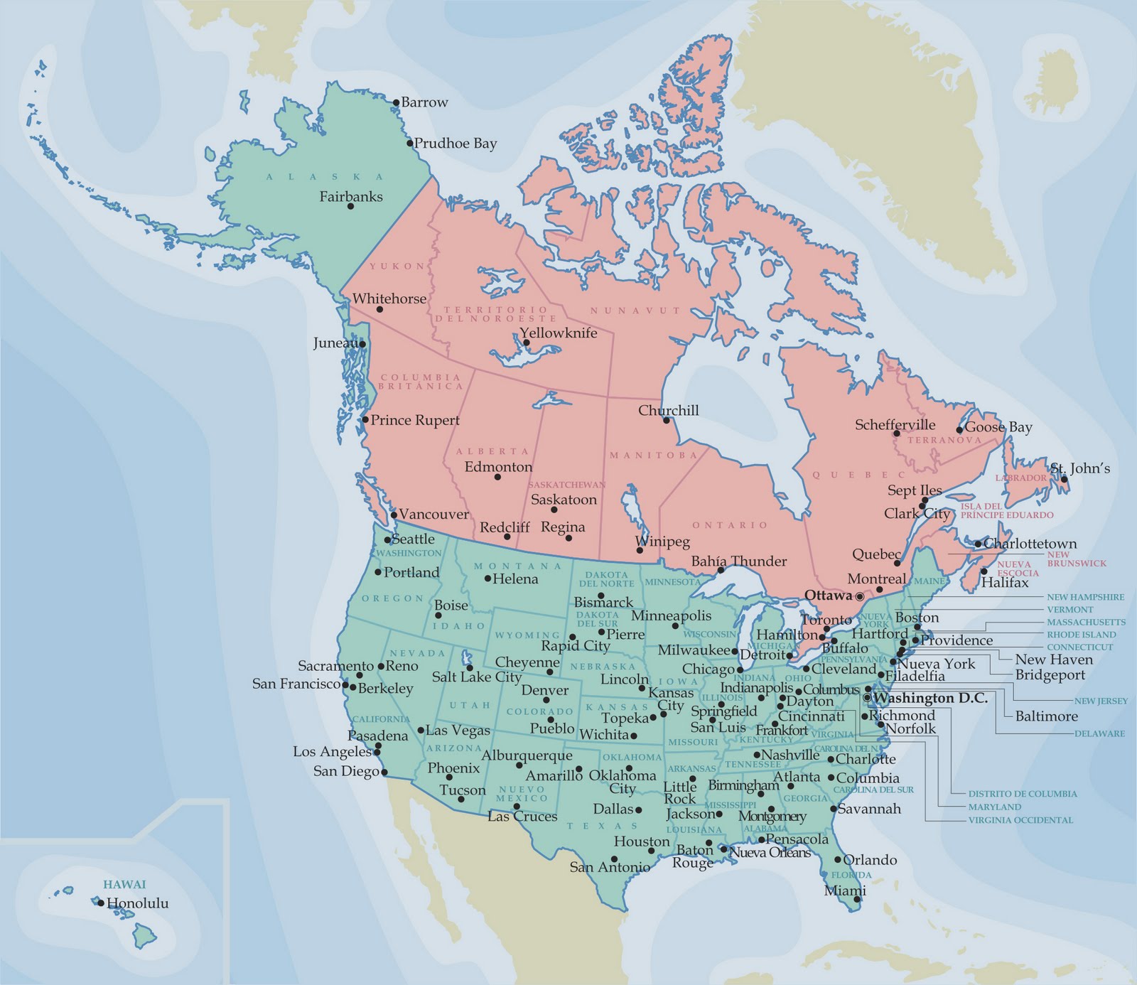 Mapa Politico De America Anglosajona