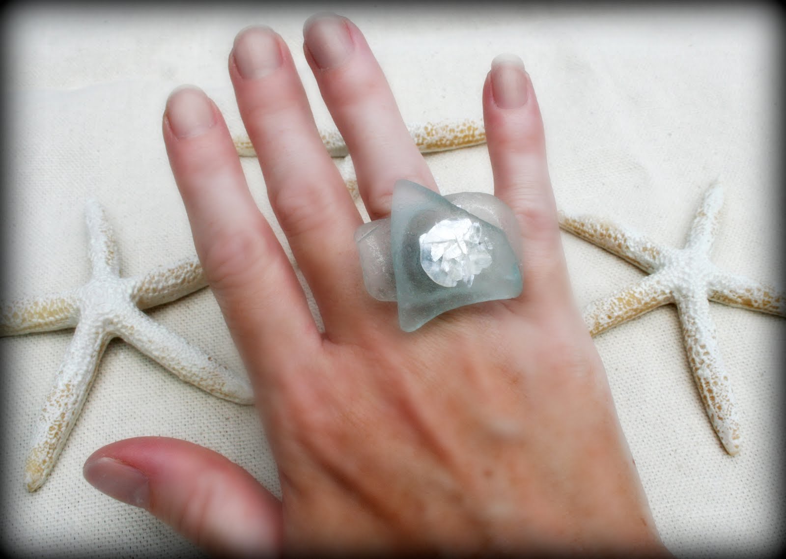 seaglass and shell rings