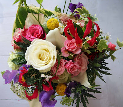 This Vividly Colourful Bridal Bouquet was designed for Jaydene