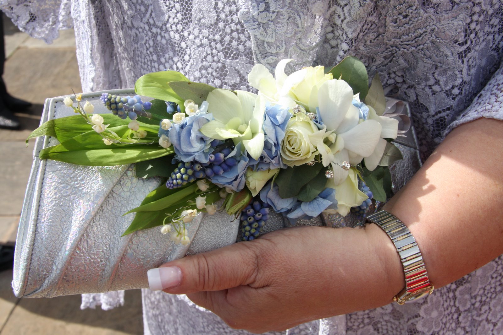 Flower Design Buttonhole & Corsage Blog Brides Mum's Ice Blue Handbag