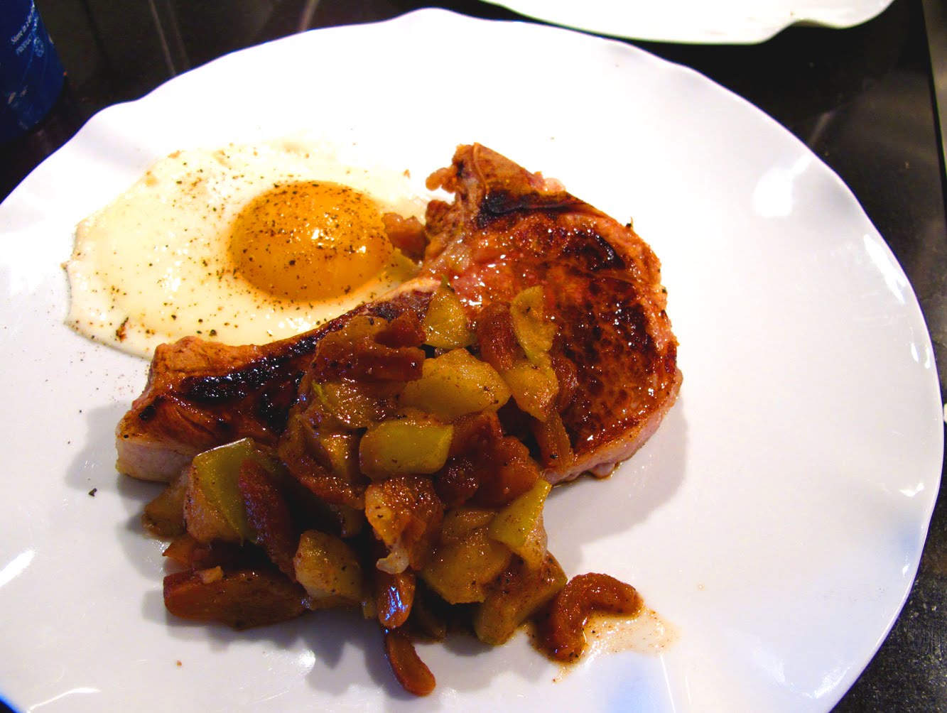 MEGGOMANIA BREAKFAST?! PORK CHOPS AND GARAM MASALA APPLESAUCE!!