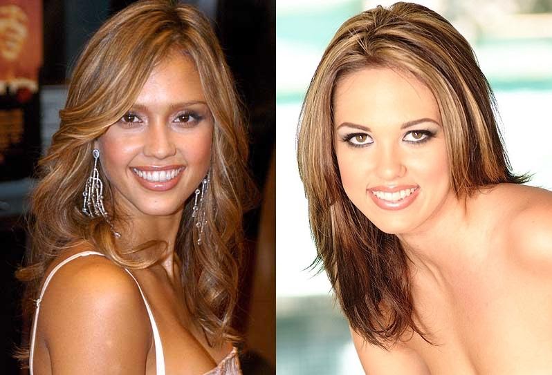 My next pick in the Porn Star/Celebrity Look-a-Like Project is Jessica Alba and h...