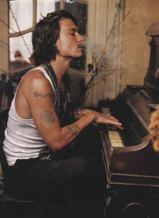 Johnny Depp Piano Smoking Graphic 