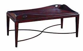 Turning House Furniture's stock grange cocktail butler's cocktail table is made of reclaimed maple. The company exhibited at the High Point Furniture Market. USGBC, SFC