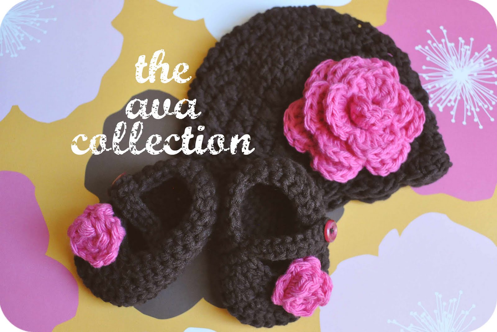 baby hat and bootie patterns in the shop {plus a free flower pattern 