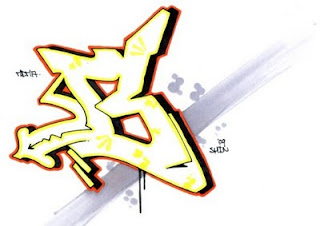 Yellow Graffiti Alphabet B