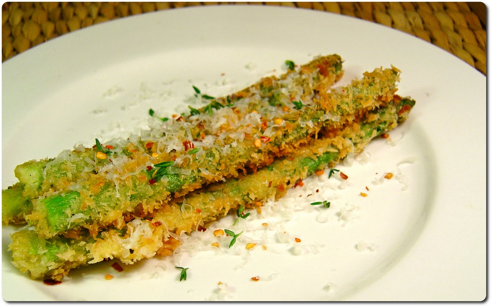 Panko Breaded Asparagus with Pecorino Romano and Thyme From Lab To