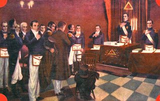 La Logia Lautaro inicia una solemne tenida. Autor anónimo. Obra exhibida en un salón del Gran Oriente Federal Argentino.Tomada de Emilio J.Corbiere 'La Masonería' La Logia Lautaro inicia una solemne tenida. Autor anónimo. Obra exhibida en un salón del Gran Oriente Federal Argentino.Tomada de Emilio J.Corbiere 'La Masonería'