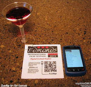 Edmonds International Film Festival 2010, interactive ScanNap cocktail napkin