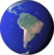 A América do Sul em destaque no globo terrestre