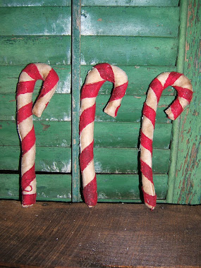 RAG WRAPPED CANDY CANES 8 INCHES TALL