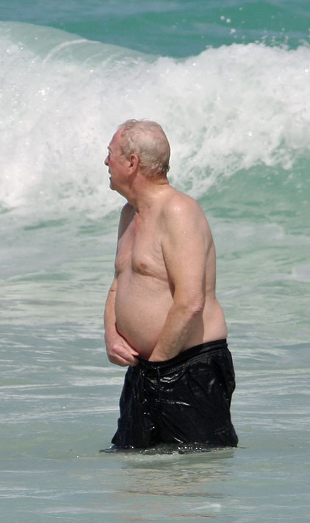 hot older celebrities: michael caine in beach