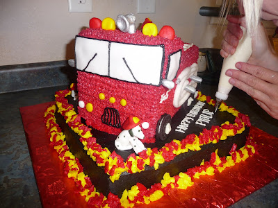 made a fire truck cake for