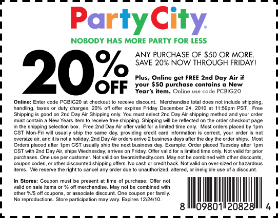 Party City 20% Off,