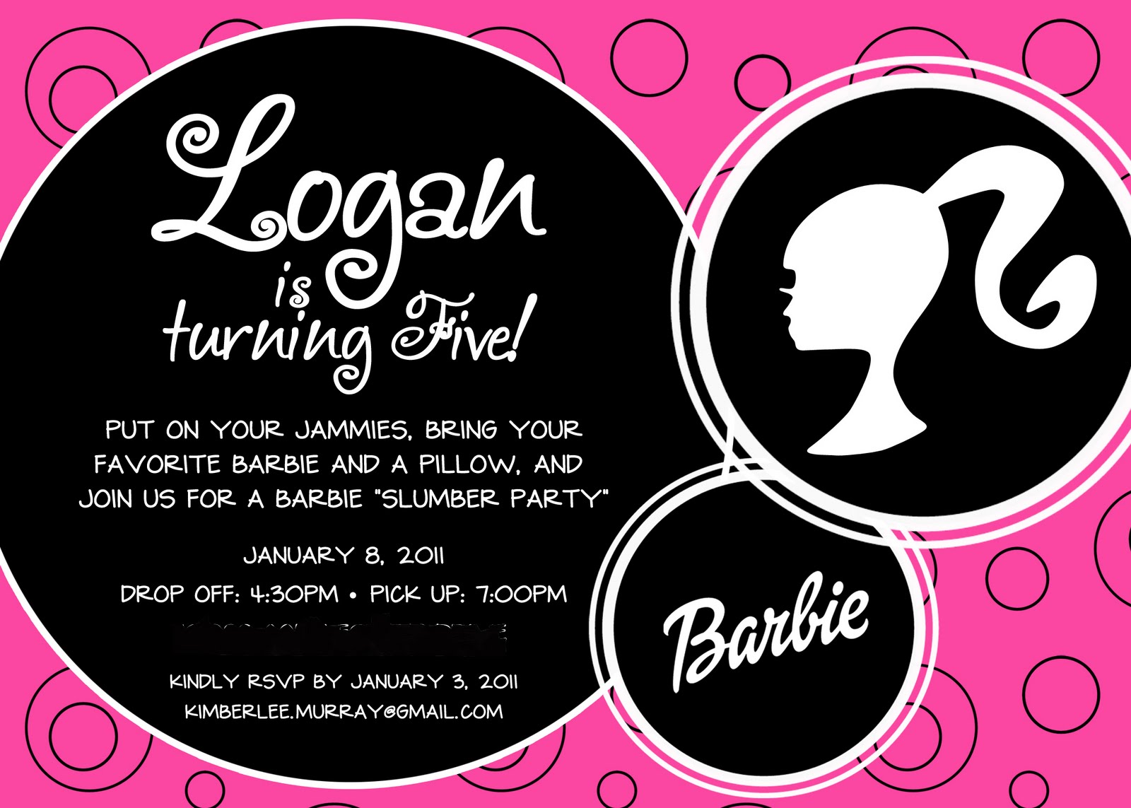 barbie invitation template