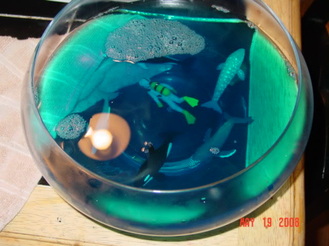 blue jello aquarium
