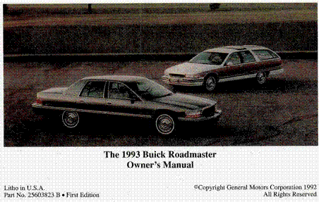 1993 Buick Roadmaster Owners Manual Buick