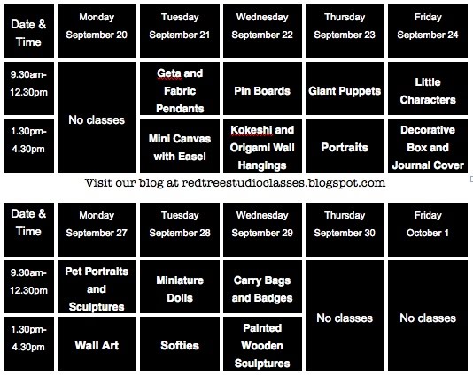 September Class Timetable