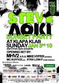 STEVE AOKI in BALI for SUNSET Jan3rd,2010