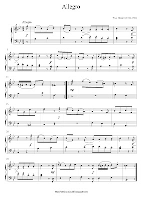 Partitura de piano gratis de Wolfgang Amadeus Mozart: Allegro