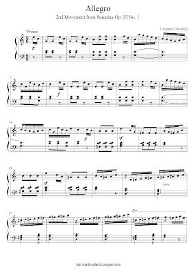 Partitura de piano gratis de Friedrich Kuhlau: Allegro (Sonatina Op.55, No.1)