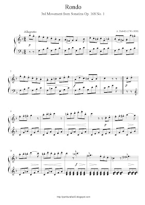 Partitura de piano gratis de Anton Diabelli: Rondo (Tercer movimiento, Sonatina Op.168, No.1)
