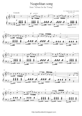 Partitura de piano gratis de Piort Illych Tchaikovsky: Neapolitan Song (Op.39, No.18 del 
