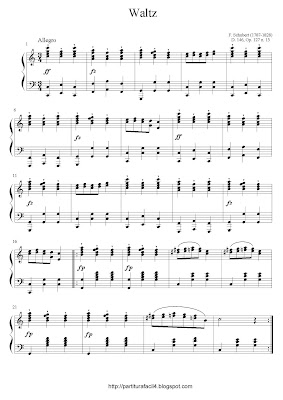 Partitura de piano gratis de Franz Schubert: Waltz (Op.127, No.13)