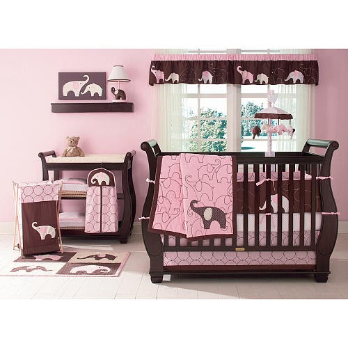 Lines, Dots and Curls Carter's Pink Elephant Baby Bedding Wall Art