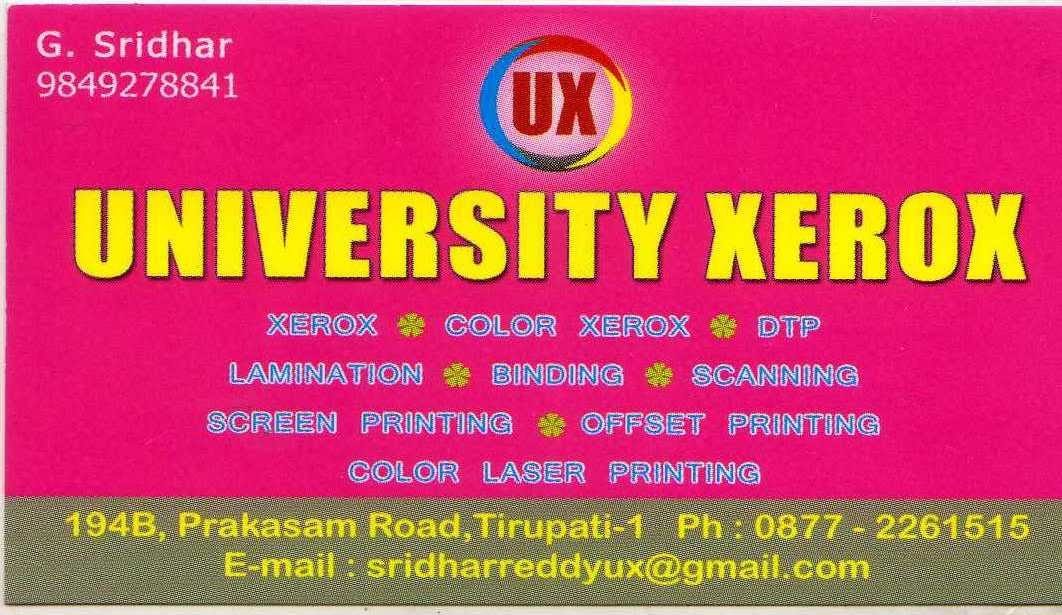 TIRUPATI YELLOW PAGES DTP CENTRES,xerox shops IN
