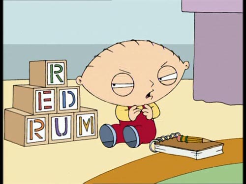 stewie family guy. Stewie is sitting on an actual