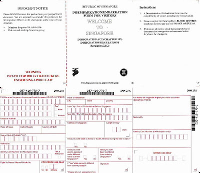 Disembarkation Embarkation Card