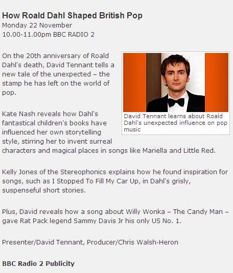David Tennant in How Roald Dahl Shaped British Pop - 22/11/10