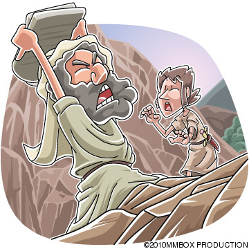 Today's Christian clip art: Moses' anger broke the tablets