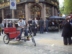 "Cycle Rick-shaw" taxi in "soho"  of London.