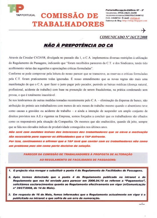 Comunicado 16/2008 (frente)