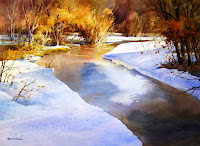 Roland Lee painting of an icy river