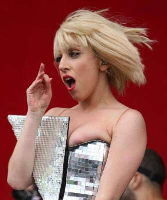 Here it is Lady Ga Ga's wardrobe malfunction at the Oxegen Festival 2009
